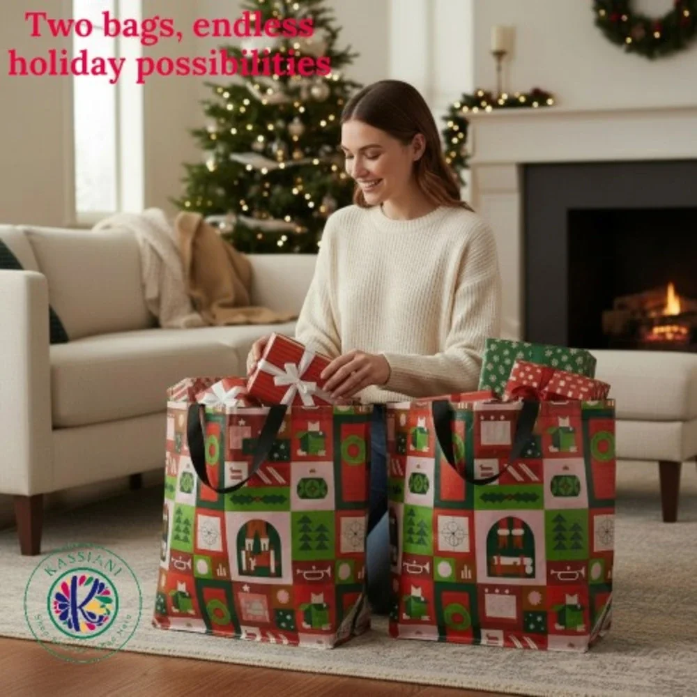 KEA VINTERFINT Christmas Storage Bags Set of 2 Multicolor‎ Reusable 17¾
